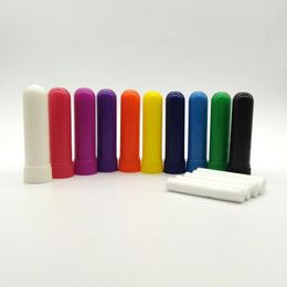 1000 sets / lot naar VS lege aroma inhalator sticks, plastic nasale inhalator voor DIY etherische olie (beste kwaliteit katoen wieken 51 mm)