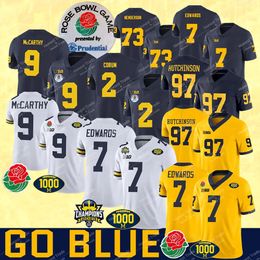 1000 victorias Rose Bowl Patch Michigan Football Jersey 1 Roman Wilson Blake Corum JJ McCarthy Tom Brady Aidan Hutchinson Haskins Donovan Edwards Campeones