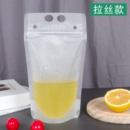 Sac d'emballage de boissons debout en plastique à motif brossé, 1000X500ml, pour boissons froides et chaudes, pour fête, mariage, jus, bière, pochettes