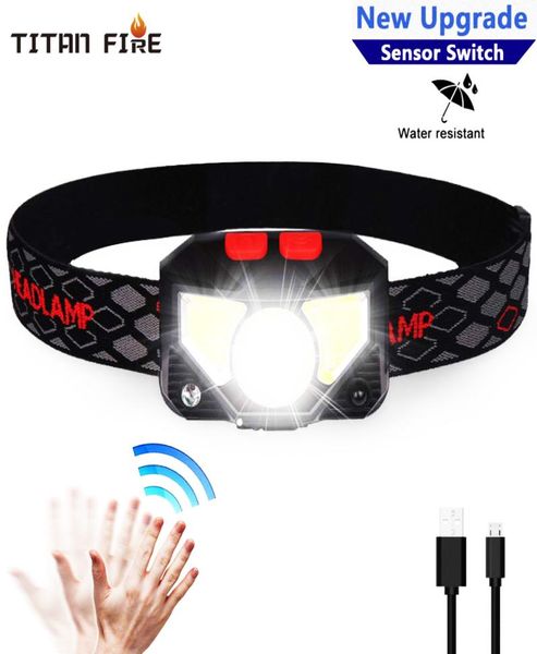 Linterna frontal LED con Sensor de movimiento de 10000 lúmenes, casco duro ultrabrillante, luz COB, recargable por USB, resistente al agua, 4056523