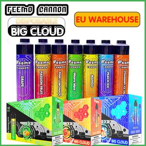 10000 inhalaciones Vape kit de inicio Feemo Cannon 18 ml e-juice cigarrillo electrónico desechable 0.5ohm Bobina de malla Big Cloud vapor con 10 sabores al por mayor buen precio