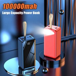 100000 mAh Power Bank Draagbare oplader Externe batterij voor iPhone 13 12 Pro Xiaomi Huawei Samsung Powerbank met LED-licht