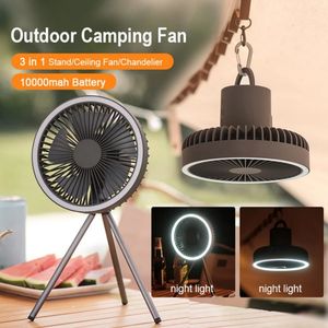 Ventilador de Camping de 10000mAh y 4000mAh, circulador portátil de escritorio recargable, ventilador eléctrico de techo inalámbrico con iluminación LED de Banco de energía