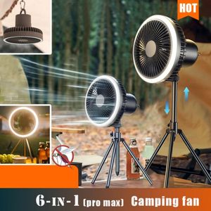 10000 mAh Camping Ventilator Oplaadbare Desktop Draagbare Circulator Draadloze Plafond Elektrische Ventilator met Power Bank LED Verlichting Statief