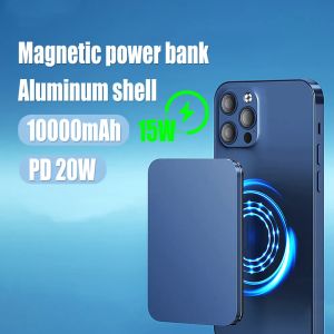 10000 mAh Macsafe Power Bank Aluminium metalen behuizing PD20W Draagbare magnetische Powerbank Reservebatterij voor Iphone 14 13 12