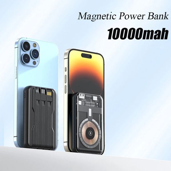 10000mAh magnétique Qi chargeur sans fil banque d'alimentation transparente pour iPhone 14 13 12 Samsung Huawei Xiaomi Powerbank batterie d'alimentation batterie externe