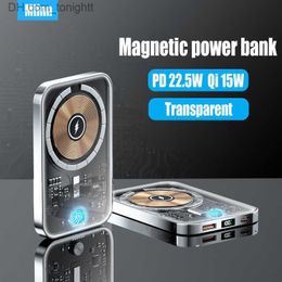 10000mAh Banque d'alimentation magnétique sans fil PD20W Transparent Batterie de rechange sécurisée Mag pour MacSafe iPhone 14 13 12 Pro Max Q230826