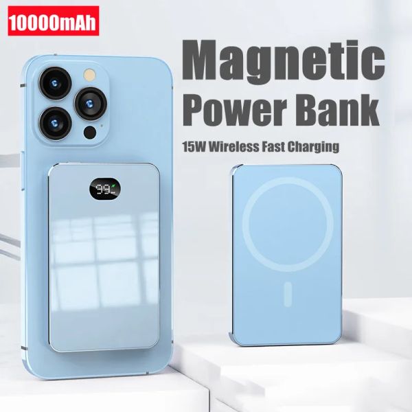 Powerbank Magsafe de 10000mAh para iphone 12, 13, 14, Mini batería de repuesto auxiliar externa delgada, cargador inalámbrico magnético