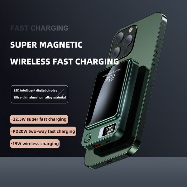 10000mAh Super Magnétique Power Banks PD20W Sans Fil Charge Rapide Batterie Externe 15W Portable Charge Powerbank Pour Iphone Huawei