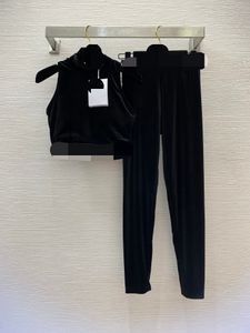 10001 2024 3XL Milan Style femmes deux pièces pantalon printemps été marque même Style deux pièces ensembles pantalons longs Empire col rond blanc weiniD23112387