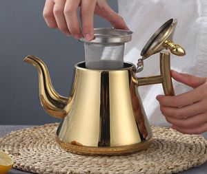 10001500 ml d'épaisseur en acier inoxydable théme à thé argenté dorée avec tas de café infuseur à induction à ther à thé bouilloire