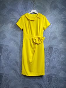 10008 XXL 2024 robe de piste printemps été robe revers cou jaune marque même Style robe pour femmes mode haute qualité LTao
