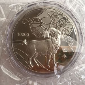 Moneda de plata china de 1000g, plata 99.99%, arte de oveja del zodiaco