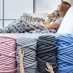 1000g Super Épais Chunky Fil Coton Tube Fil Laine Mérinos Alternative DIY Bras Encombrant Couverture À Tricoter À La Main À Tricoter Spin Fil T200258k