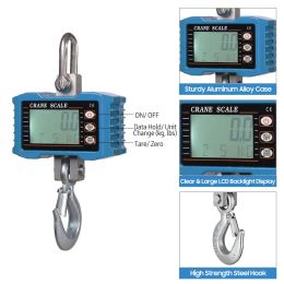 1000 kg (2200lbs) Digital Industrial High Duthing Hanging Crane Scale avec télécommande, Affichage SensorLCD précis pour la ferme, usine