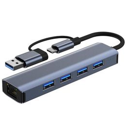 Extension Hub RJ45 Type C 1000Mbps USB-C, adaptateur Ethernet 5 en 1, répartiteur réseau USB, 4 Ports pour PC, ordinateur portable, téléphone, commutateur Internet