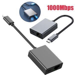 Adaptador Ethernet tipo C a RJ45 de 1000Mbps, Cable de red USB C a Ethernet para tableta móvil, compatible con carga PD