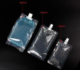 1000ml / 1L Eenvoudige Stand Up Plastic Drankverpakkingen Uitloop Zak Zakje voor Drank Vloeibaar Sap Melk Koffie Water