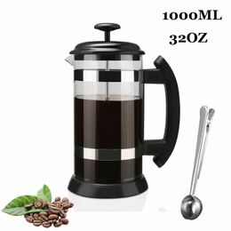 1000 ML 600 ML Franse Pers Koffiezetapparaat Hoge Borosilicaatglas Huis Brouwer Melkschuimopschuimer Barista Thee 230308