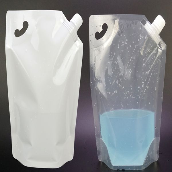 Sac vide en plastique avec bec verseur pour boisson de 1000ml, sacs d'aspiration transparents de 1L pour jus, lait, eau, bière