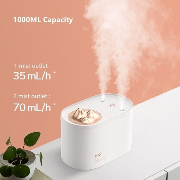 1000 ml grande capacité ultra humidificateur d'air 2 sortie de brume USB fabricant de voiture diffuseur d'huile aromatique aromathérapie maison Y200416