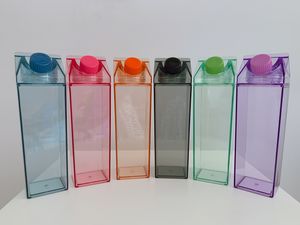 Caja de leche de 1000ml, cartón de leche de plástico, botella de agua acrílica, botellas de jugo cuadradas transparentes para deportes al aire libre, taza de viaje, sin BPA