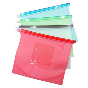 1000ml Silicone Sac De Stockage Des Aliments Réutilisable Stand Up Ziplock Étanche À L'air Congélateur Conteneurs Réfrigérateur Tiroir Veggie Viande Sacs Frais Wraps JY0919