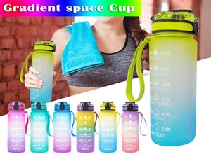 1000 ml sportwaterfles met tijd marker voor buiten gym Fitness Travel lekproof drinkware plastic BPA drinkbekers FY507666273