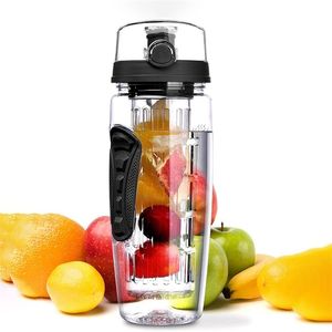 1000ml Botellas de agua Infusor de frutas Botella deportiva Tritan Copas Flip Top Tapa Nutrición Al aire libre BPA Vasos gratis Jarra de agua de viaje 201221