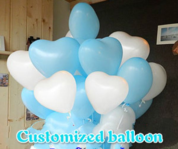 500 UNIDS MUCHO 10 pulgadas corazones personalizados anuncian la impresión de globos con el logotipo para la decoración del partido Suministros para fiestas del festival por expreso