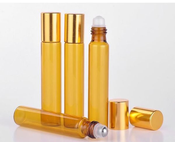 Bouteilles de parfum rechargeables en verre ambré, 10ML, 1000 pièces, étui vide pour huiles essentielles, pour voyage