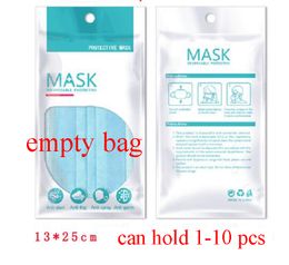 Freeshipping 1000 stks 13 * 25 cm 15 * 21cm rits plastic opp retail verpakking tas voor wegwerp gezichtsmasker 3 layer masker Hang gat pakket tas