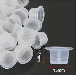 1000 pcs 15 mm groot formaat Clear White Tattoo Ink Cups voor permanente make -updoppen levering