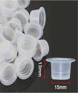 1000 pcs 15 mm groot formaat Clear White Tattoo Ink Cups voor permanente make -up caps Supply9774620