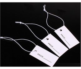 1000 pcs 1733cm één zijde afgedrukte witte papieren tags met elastische string hang tags label voor sieraden KRKKX7103792