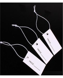 1000 pcs 1733cm een zijde afgedrukte witte papieren tags met elastische string hang tags label voor sieraden krkkx7974666