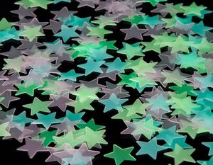 1000 stcs 3D -sterren gloeien in de donkere muurstickers Luminous Fluorescent voor kinderen babykamer slaapkamer plafond home decor5652208