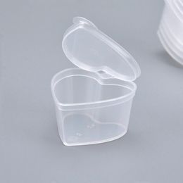 1000 stks 45 ml PP Hart Square Shaped Seizoensgebieden Disposable Tasting Cup Salad Sauce Take-Out Packaging Cups
