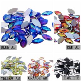 1000 pièces 4x8mm acrylique cheval oeil terre facettes ongles décoration AB couleurs Non Fix pierres Flatback 305C