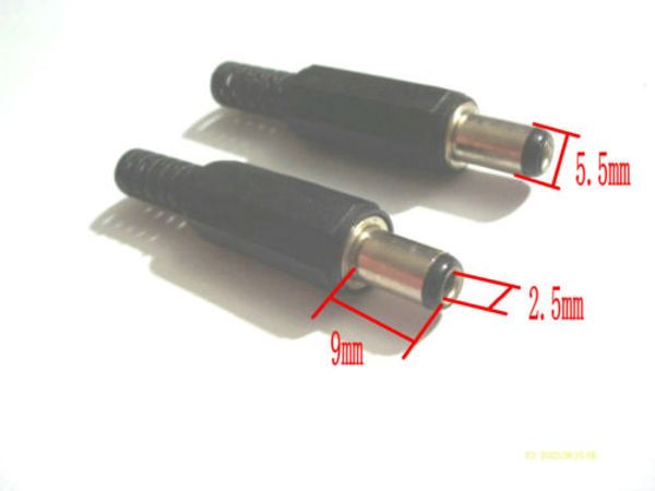 1000 piezas 5,5 mm x 2,5 mm barril conector de enchufe de alimentación CC para CCTV