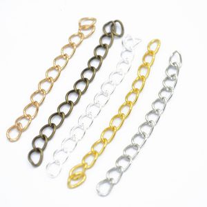 1000 stks 7 * 50mm Extended Extension Chains 5 Colors Tail Extender voor Sieraden Maken Bevindingen Ketting Armband Ketting