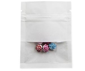 1000 stks 7 * 9cm witbruin kraftpapier rits verpakking zakken met duidelijke venster hersluitbare rits pouche voor snoep snack pakket