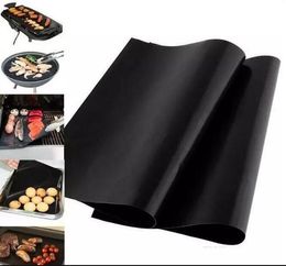 BBQ Grill Mat Draagbare Non-Stick en Herbruikbaar Maak Grillen Easy 33 * 40cm 0.2mm Zwarte oven Kookplaat Mats # 65216