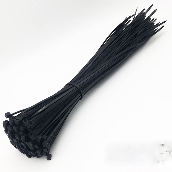 1000 piezas de nailon negro autoblocante de alta resistencia estándar envoltura de cable Zip Ties correas de alambre Cable Tie Kit sujetar lazos para el hogar y la industria DH8788