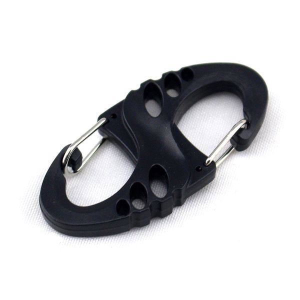 1000 pièces Clip S-Biner en plastique noir pour Bracelet Paracord mousqueton S porte-clés porte-clés paquet en vrac DH9475