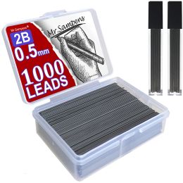 1000pcs / boîte 0,5 mm 0,7 mm 2b Readeaux de crayon mécanique mènent une école de base automatique Black High Quality Office and Learning Supplies