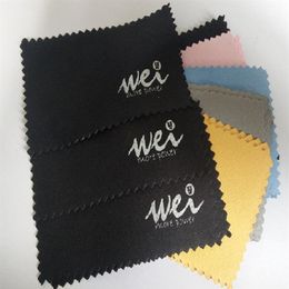 1000 stks Aanpassen logo Polish Doek voor zilveren Gouden Sieraden Cleaner Blauw Roze Groen wit zwart kleuren optie Kwaliteit gifts309i