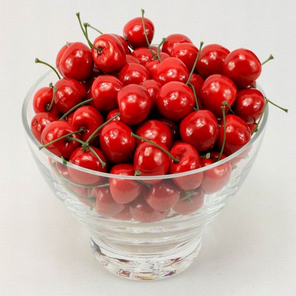 Suministros festivos rojos para fiestas, simulación de frutas artificiales, cerezas, frutas y verduras falsas, decoración del hogar, accesorios para disparar