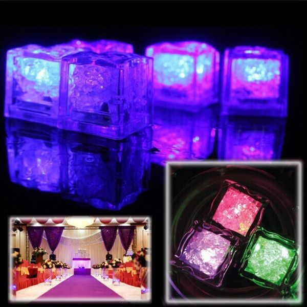 1000 pièces Flash Ice Cube LED couleur lumineuse dans l'eau veilleuse fête mariage cube actif livraison gratuite