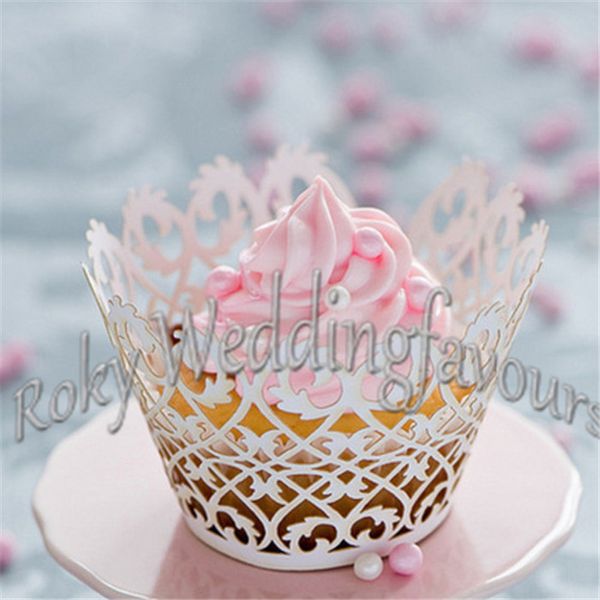 Livraison gratuite 1000 pièces papier perlé découpé au Laser filigrane emballage de Cupcake fête de mariage douche Cupcake paquet fournitures idées de réception douces